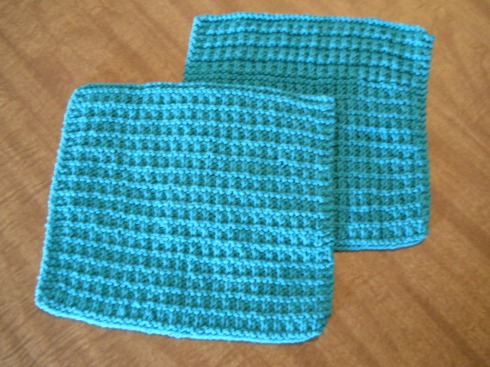 Washcloth set finally finished using Cotton(ish) yarn by Vickie Howell for Bernat.