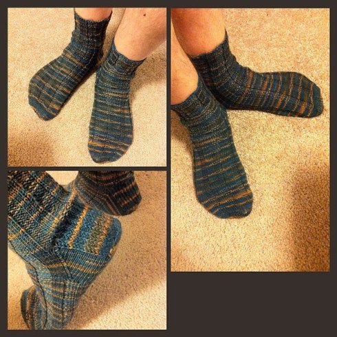 Latest pair for the husband using Lion Brand Sock-Ease in Taffy.